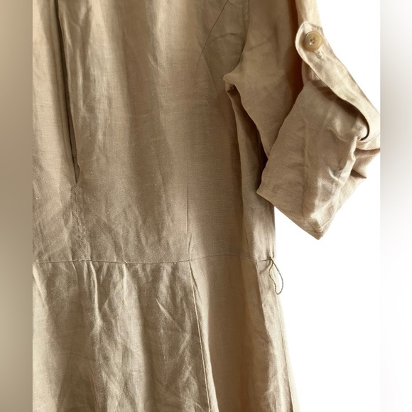 Linen Tab Sleeves Button Front Gold Shirt Dress Jones New York Womens Sz 14 - Picture 6 of 8